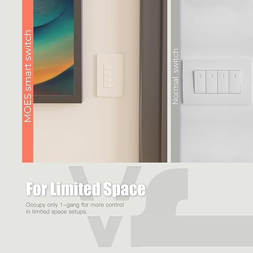 MOES 2nd Generation Zigbee Smart Switches, No Neutral Wire, Require MOES Zigbee Hub Inteligente Single Pole Light Switch, Compatible with Alexa Google Assistant, Support Tuya Smart Life
