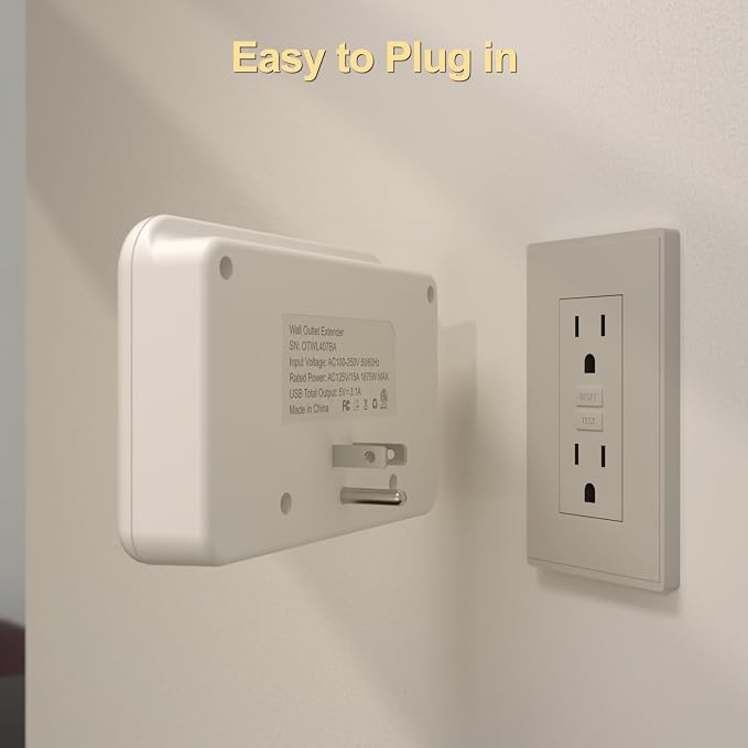 Overtop Wall Outlet Extender,Multi Plug Surge Protector,1800J