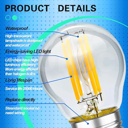 SOFOC G45 LED Bulb 24V DC E27 Base Outdoor Solar Lights Warm White 2700K Classic 4W Low Voltage Light 400LM High Color Rendering Vintage Edison Style Bulb No Dimmable 1Pcs