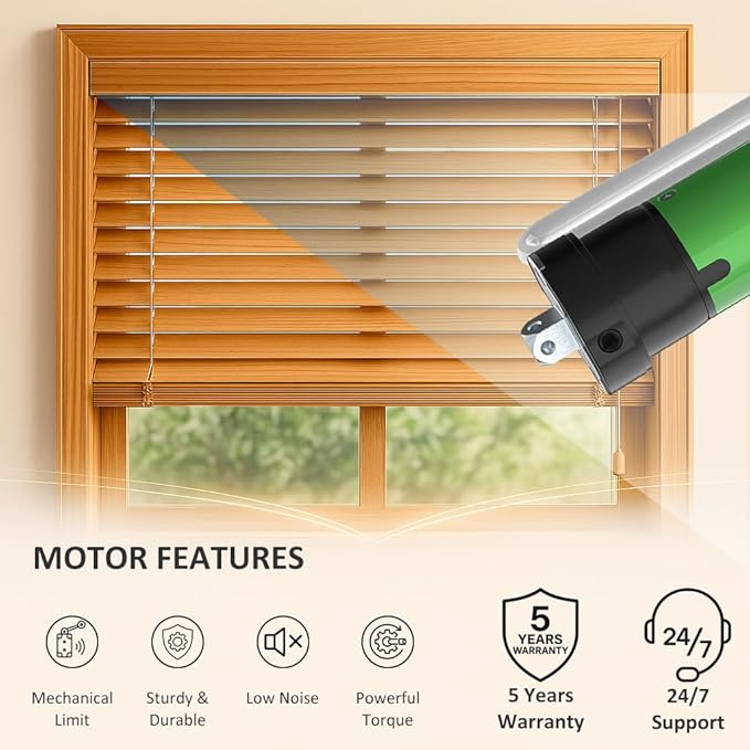 Motorized Roller Shade Motor 120V AC Tubular Motor with Remote, High Torque Heavy Duty Electric Blinds Drive, Precise Mechanical Limit Retrofit Kit (10 N.m for Φ40mm (1.57") Octagonal Tube)
