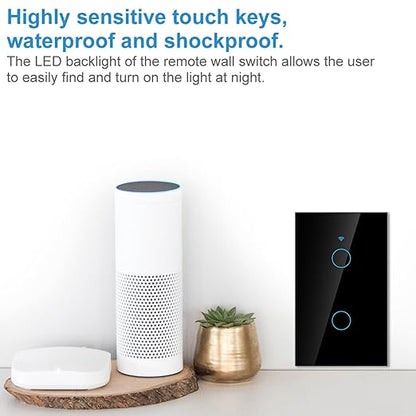 WiFi Touch Screen Switch & Home, Fireproof ABS & Tempered Glass, 2-Way Smart Switch, App Control, 10A 2200W, Supports Multiple Languages