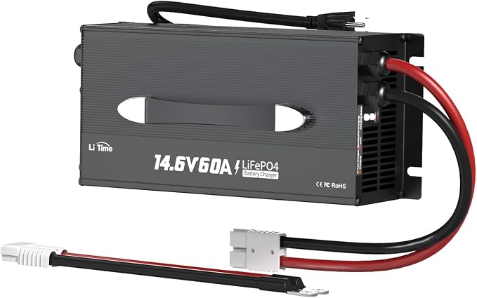 LiTime 12V 60A Lithium Battery Charger for LiFePO4, 14.6V Output Fast AC-DC