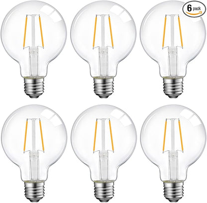 ENERGETIC SMARTER LIGHTING 5W Dimmable G25 LED Globe Light Bulb, G25 LED Vintage Light Bulb, 60W Equivalent, 500Lumens, 2700K Soft White, E26 Base, ETL Listed, 6-Pack