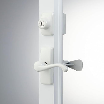 Ideal Security GL Door Lever Set with Keyed Deadbolt Lock for Storm and Screen Doors, White (4-Piece Set)