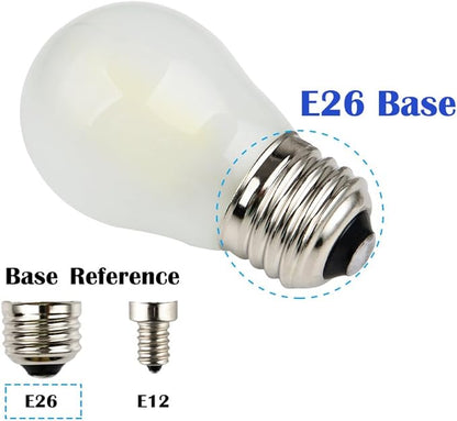 Dimmable A15 (G45) Mini Globe Bulb, 6000K Bright Cold White, 4W 400Lm Filament LED Tungsten Bulb, Frosted Glass Cover, E26 Base, 40W Incandescent Equivalent, 6 Pack