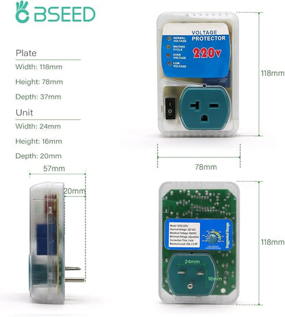 BSEED Surge Protector Outlet, Power Surge Protector for Home Appliances, Adjustable Voltage Regulator, 220V, 4400W, 1 Pack