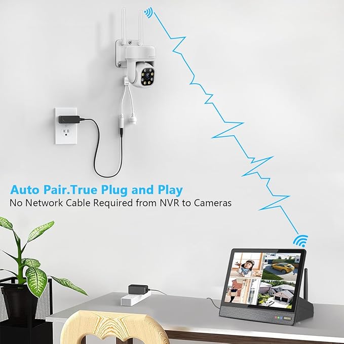 (2026 Update) 5MP PT Wireless Security Camera System with Monitor, AI Human Tracking, Dual-Band 2.4G&5G WiFi, 130° Wide Angle, 2-Way Audio, No Monthly Fee, NVR Home Security Kit