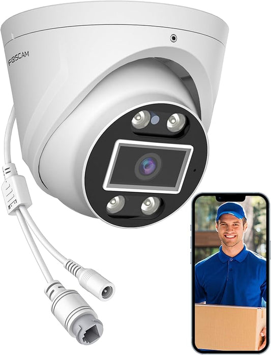FOSCAM 4K 8MP Security IP POE Cameras, T8EP UltraHD Home Surveillance Security Camera Outdoor with Two-Way Audio, 66ft Color Night Vision, Human/Vehicle Detection, IP66 Waterproof