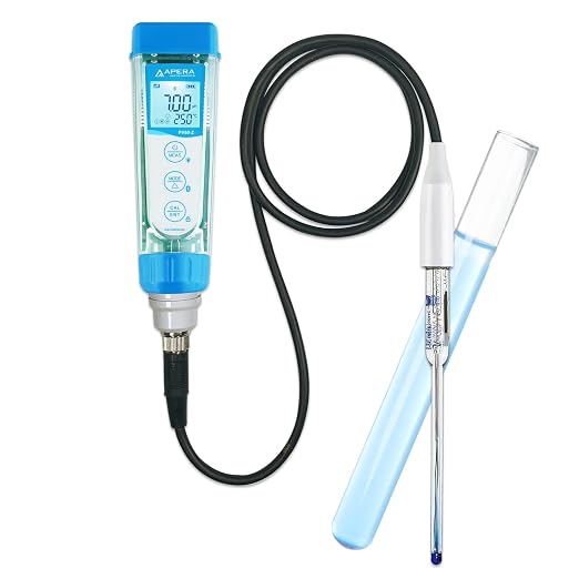 Apera Instruments PH60Z-MS Smart Handheld pH Meter Tester Kit with LabSen 246-5 ATC Semi-Micro pH Electrode for Lab-Grade pH Measurement in Small Volume or Test Tubes