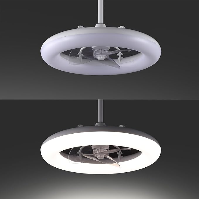 OVAL AIR AIR8001C Piero 21.5" Contemporary Minimalist 6-Speed Metal Mobile-App/Remote-Controlled Dimmable Smart Integrated LED Ceiling Fan Bedroom, Living Room, Dining Room, Frost White
