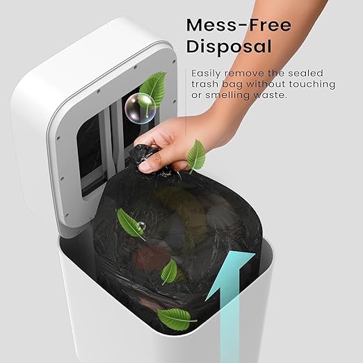Automatic Self Changing Trash Can,Self Sealing Trash can,Self Bagging Motion Sensor Touchless Garbage Can for Kitchen Bathroom Office, 4.5 Gallon 17L, 12 Refill Rings