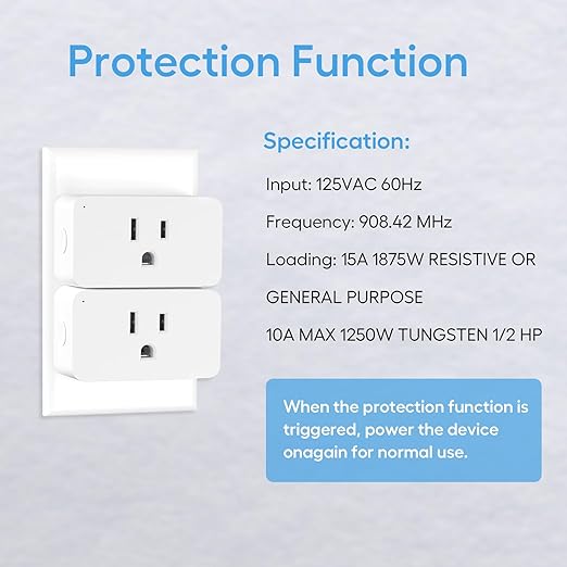 Zwave Smart Plug 800 Series Zwave Outlet Built-in Repeater Range Extender, Mini Zwave Plug Work with SmartThings, Wink, Alexa, Google Assistant, Z-Wave Hub Required, FCC and ETL Listed, 1875W