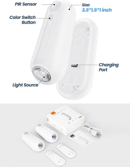 Toilet Night Light Motion Sensor,8 Color Changing USB-C Rechargeable Toilet Bowl Light for Bathroom Accessories,Splash-Proof Nightlight for Bathroom Hallway Stairs, Stocking Stuffers Gadget for Men