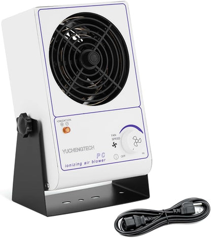 YUCHENGTECH Ionizing Air Blower Static Eliminator Fan Desktop Ionizer Air Blower with Detachable Cord ESD Ionizer Electrostatic Discharge Fan 110V