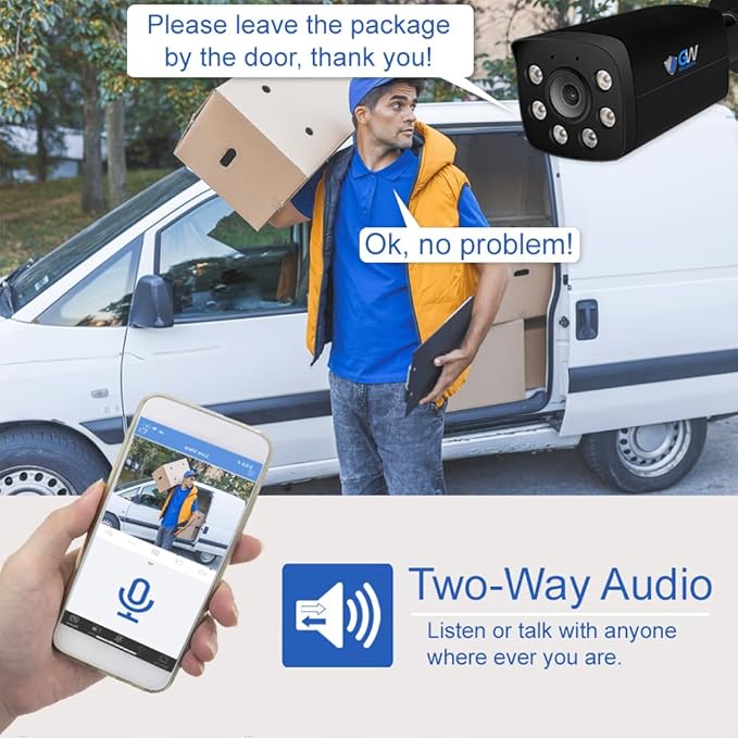 GW Security 16 Channel 12MP NVR 4K Two-Way Audio Full Color Night Vision Security Camera System with 16 x 8MP 4K Outdoor Indoor PoE Security Camera, Face Recognition/Human/Vehicle AI Detection