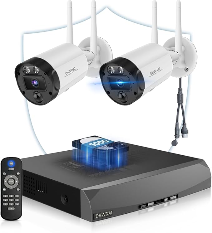 《130°Wide Angle》 4K Ultra HD Security Cameras Wireless Outdoor, Home WiFi Video Security System, Wireless IP Camera Surveillance DVR Kits