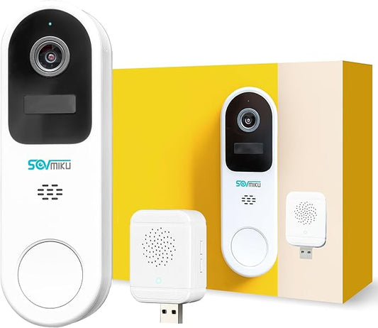 SOVMIKU Vicohome DB3 2K Smart Video Doorbell with Chime, Home Security Battery Camera Wireless, Audible Alarm, Easy to Setup, Human Detection,Two Way Audio, 2.4GHz Wi-Fi, No SD Slot