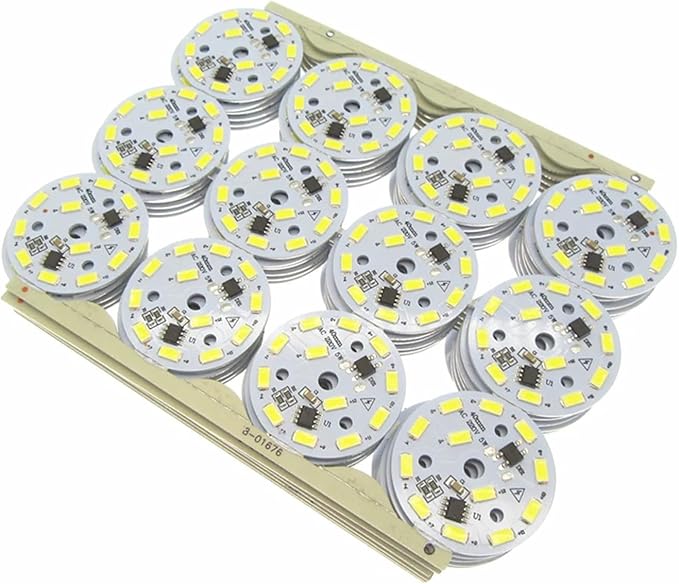 10-20pcs AC220V SMD5730 LED 3W 5W 7W 10W 12W 15W 18W 24W Aluminum Lamp Panel With Smart IC Driver For Indoor Light Source DIY(White-6500K,12W-60MM_10 PIECES)