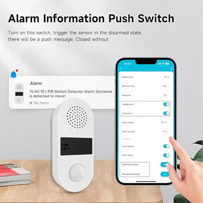 Tuya Sound & Strobe Light Alarm Smart PIR Motion Detector Alert with 130db Sound Security Siren Light 4 Alarm Modes Home Security System Compatible with Alexa/Google Assistant (1)