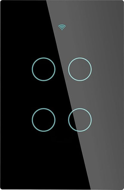 MOES ZigBee Smart Touch Wall Light Switch,Requires Tuya ZigBee Hub,No Neutral Wire/N+L Wiring,No Capacitor,Smart Life Tuya 2/3 Way Remote Control, Work with Alexa Google Home, 2MQTT,4 Gang Black