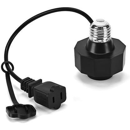 E26 Socket to AC Outlet Power Adapter, 2-Prong Plug Light Socket for Smart Bulbs and Outdoor Cameras Includes Extension Cord Ideal for Security Systems and LED Strips (Max 300W)