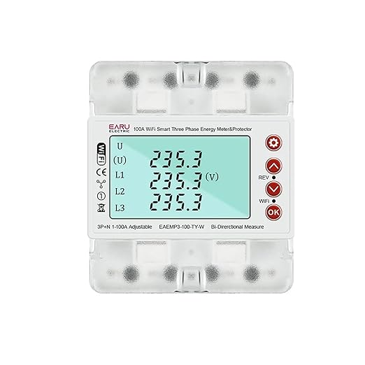 3 Phase AC380V 100A Tuya WiFi Smart Bi-Directional Energy Power kWh Meter Over Under Voltage Current Protector Relay Switch Current Limit Phase Squence Protector Voice Remote Control for Smart Home