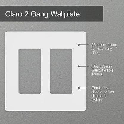 Lutron Claro 2 Gang Decorator/Rocker Wallplate, Gloss, Ivory (1-Pack) | CW-2-IV (Pack of 2)