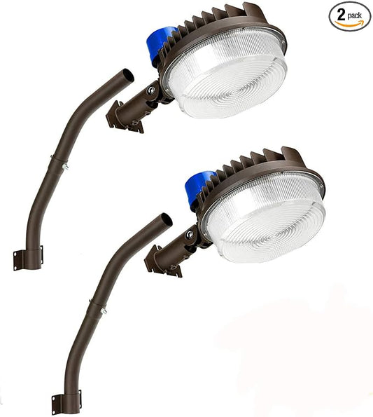 Juyace 2-Pack 18000LM LED Barn Lights, 120W 5000K Each, Dusk to Dawn Outdoor Security Area Lights with Photocells, IP65 Waterproof Adjustable Shoebox Flood Light for Farm Yard Pole Wall Mount