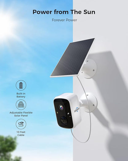 Hiseeu Security Cameras Wireless Outdoor, WiFi Pro 5G/2.4G Cameras for Home Security, Solar Powered, Motion Detection, 2-Way Talk, Color Night Vision, Add on Camera
