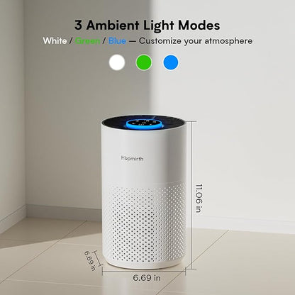 Upgraded Air Purifiers for Bedroom & Home with H14 True HEPA Filter, Covers Up to 1280ft², 360° Air Intake, Quiet Pet Air Purifier, Fragrance & Timer,Removes Smoke, Pet Dander & Pollen,White