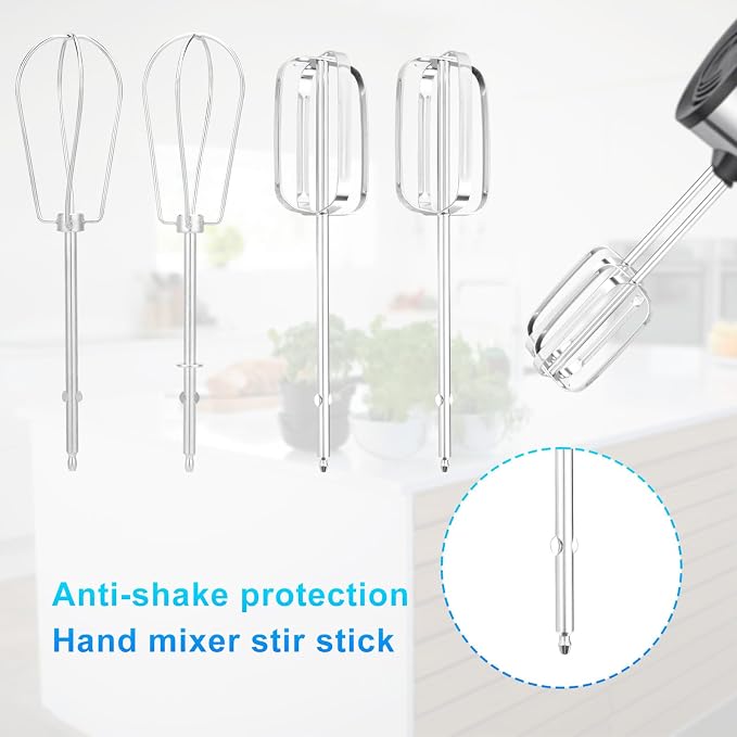 4pcs Hand Mixer Beaters Attachment for MX600B MX3200B MX600R MX1500W MX610B | Stainless Steel Hand Mixer Beaters Attachments Whisk Replacement for MX Series Electric Hand Mixers for Cooking and Baking