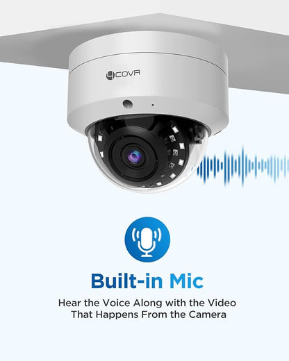 4COVR 4K Security Camera System, 6X 8MP IK10 Vandal-Proof Dome PoE IP Cameras, AI Human/Vehicle Detection, 8CH NVR & 2TB HDD, IP67 Weatherproof, 24/7 Outdoor Commercial Surveillance, LY54AX8M0806-1