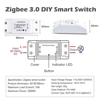2pcs Zigbee 3.0 DIY Smart Switch WiFi Wireless Remote LED Light Controller Compatible with Alexa & Google Home Assistant for SmartThings, Hub Required