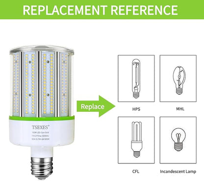 TSEXES 2 Pack LED Corn Bulb 150W,E39 Mogul Base,23700Lm 5000K Corn Light Bulb Replacement Metal Halide HID CFL for Commercial Industrial Lighting Warehouse High Bay Light Fixture Garage Workshop