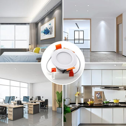 2 Inch LED Recessed Lighting Dimmable Downlight, 3W(35W Halogen Equivalent), 6500K Daylight White, CRI80, Recessed Lights with LED Driver for Living Room Hallway Stairwell Museum Showroom, 1 Pack