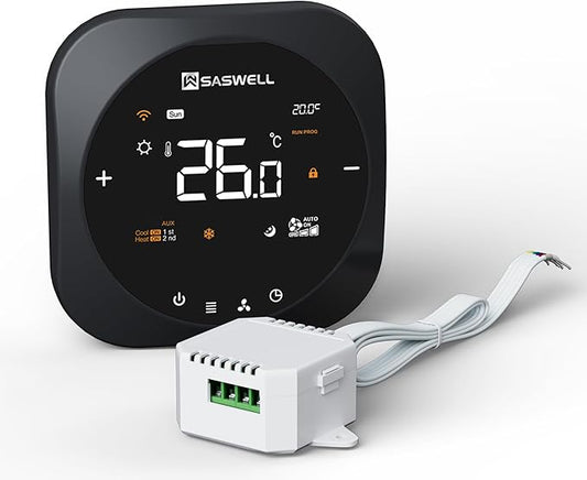 Smart WiFi Thermostat for Home, Programmable Thermostat with C-Wire Adapter, 3H/2C for Heat Pump & Conventional Systems, Tuya App Control, Compatible with Alexa & Google Assistant