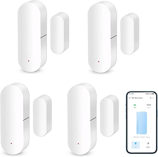 WiFi Smart Door Sensor: Door Open Contact Sensor for Home Security, Wireless Window Sensor, Secure Your Home with Instant Alerts & Smart Automation, Alexa & Google Assistant Compatible (4-Pack)