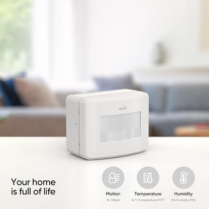 Onvis Smart Motion Sensor, Wireless Home Security System, PIR Motion Detector, Hygrometer, Thermometer,Works with Apple HomeKit-Thread