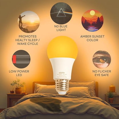 Amber Light Bulbs for Sleep I 1800K Warm Light Bulbs for Bedside Lamp I 3.5W E26 Led Bulb (60W Equiv) Orange Led Lights for Bedroom Soft Warm Lighting I Dim Night Light for Kids Room Warm Light Lamp