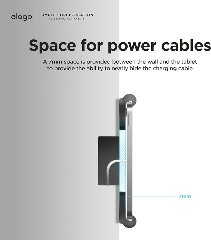 elago Home Hub Mount for iPad mini/Air/Pro | [DGY] [iPad Wall Mount] [Homekit Mount] [Easy Installation] [Scratch-Free] [Cable Management Included] (Dark Gray)