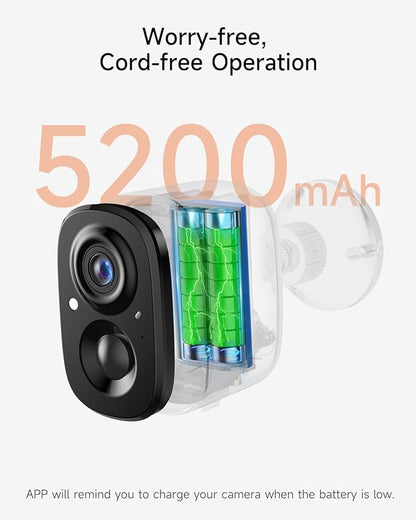 2.5K Security Camera Wireless Outdoor, 2.4G WiFi Battery Powered Indoor Camera, Magnetic Mount Cameras for Home Security, AI Detection, Color Night Vision, Spotlight, Siren Alarm, 2-Way Talk