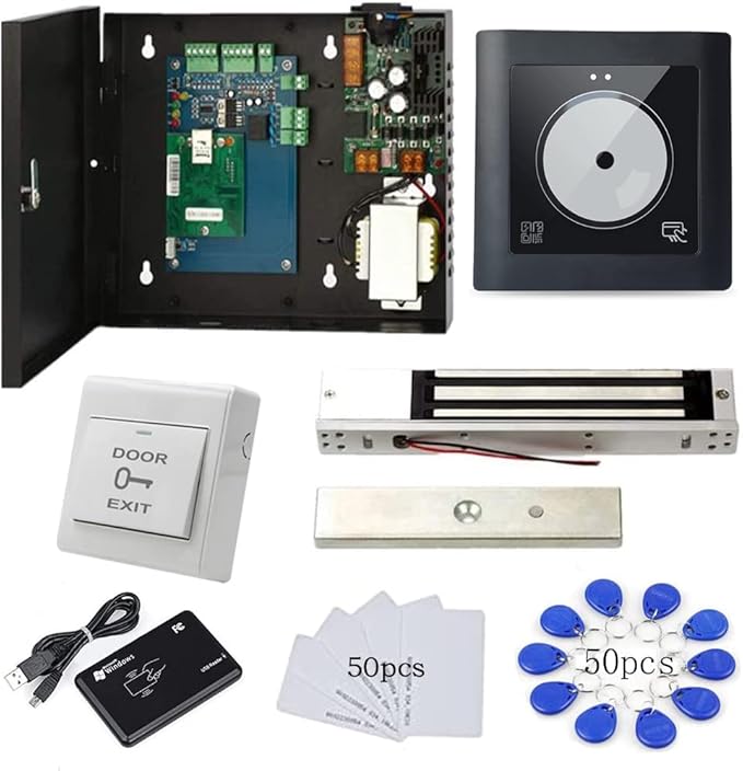 TCPIP Based 1 Door QR Code Door Access Control 2D Barcode Reader Door Security Control Kit 600lbs Magnetic Lock 110V Power Supply Box RFID Card/Fob Entrance Phone APP Remotely Open Lock