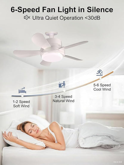 Ligency Smart Socket Fan Light with Remote, 16 inch Small Socket Ceiling Fan Light with RGBW, E26 Screw in Ceiling Light Bulb Fan, 1800Lm, Work with Alexa & Google Assistant for Garage Bedroom, White