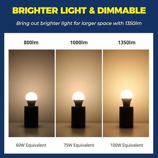 Lightinginside Smart Light Bulbs 100W Equiv., 1350LM 11W Smart Bulb Works with Alexa/Google Home/SmartLife, A19 E26 RGBCW Color Changing, No Hub Required, 2.4G WiFi Bluetooth Bulb, ETL Listed, 2PCS