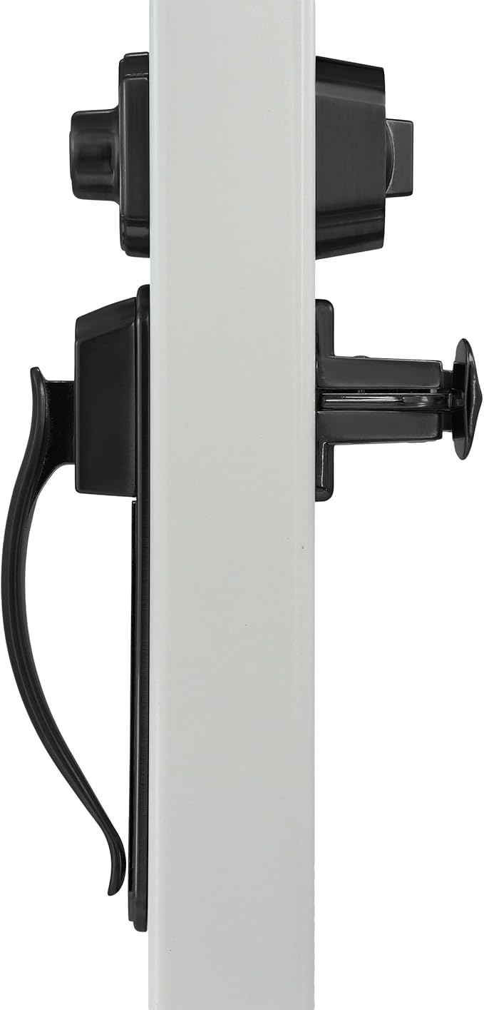 Ideal Security Pull Handle Set with Keyed Deadbolt, Screen Door Handle, Storm Door Handle, Matte Black (4-Piece Set)