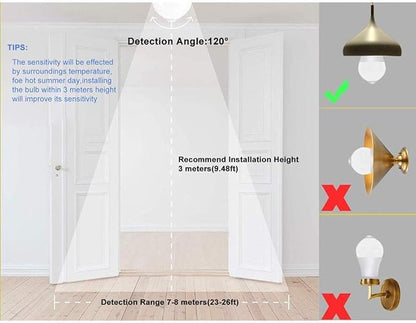 KLED Motion Sensor Light Bulbs, 7W 600 Lumen, Smart LED Light Bulbs, PIR Built-in, Motion Activated Dusk to Dawn Light Bulb Night Lights for Hallway Porch Garage Basement (Warm White)