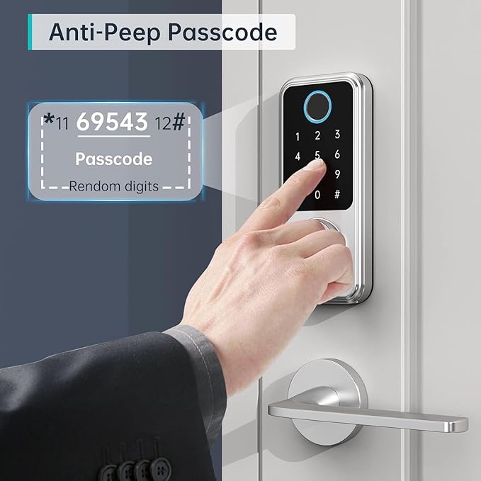Hornbill Smart Door Lock with Keypad, Keyless Entry Home with Your Smartphone, Bluetooth Smart Deadbolt Door Lock Works with APP Control, Code and eKey, Auto Lock for Home Hotel Apartment Silver
