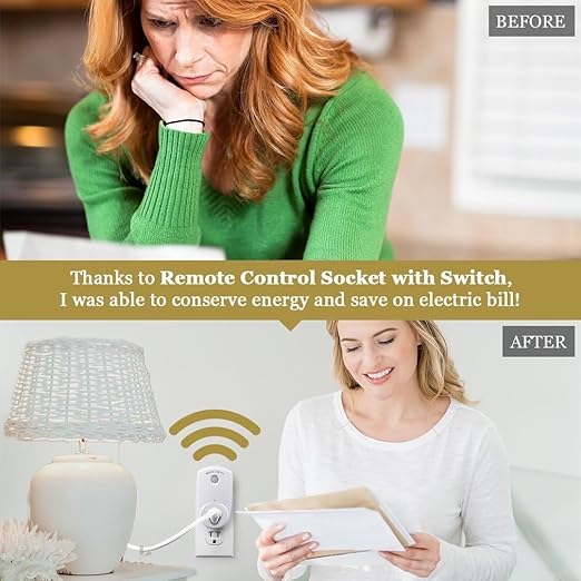 JOR Wireless Remote Control Electrical Outlet Switch, Strong RF Signal Covers 100 Feet Range, White, 1 Pc per Pack