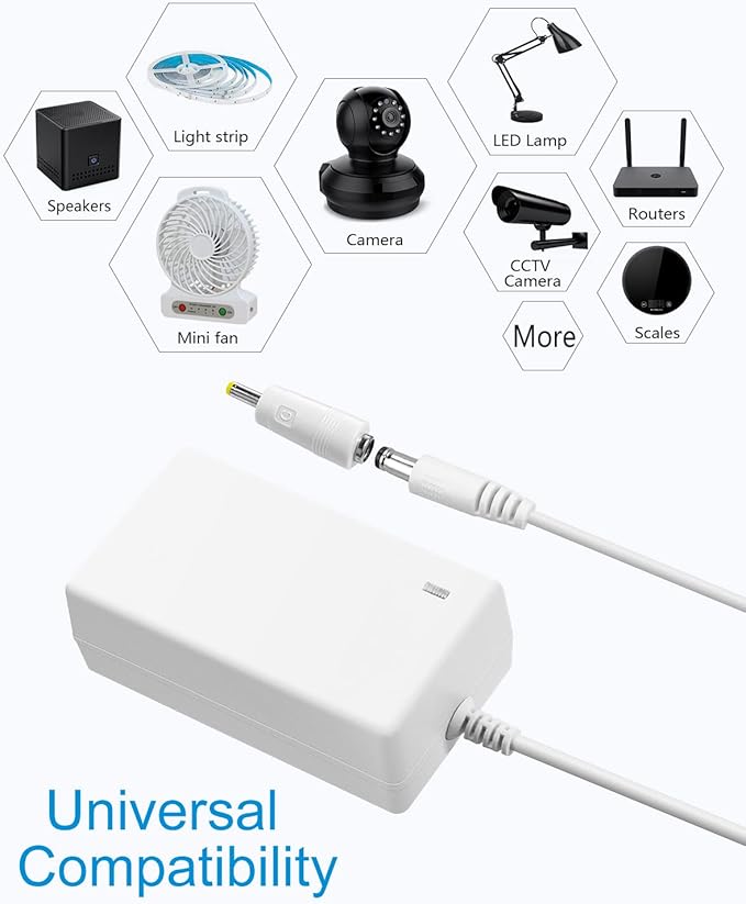 ALITOVE 12 Volt 3A Power Supply DC 12V 36W Universal AC/DC Adapter White 100-240V 50-60Hz Transformer Converter with10 Tips