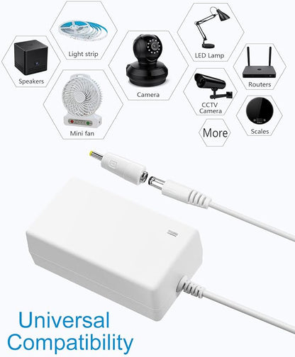 ALITOVE 12 Volt 3A Power Supply DC 12V 36W Universal AC/DC Adapter White 100-240V 50-60Hz Transformer Converter with10 Tips